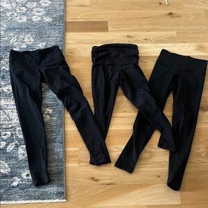 Athleta women’s Black Performance Leggings Trio